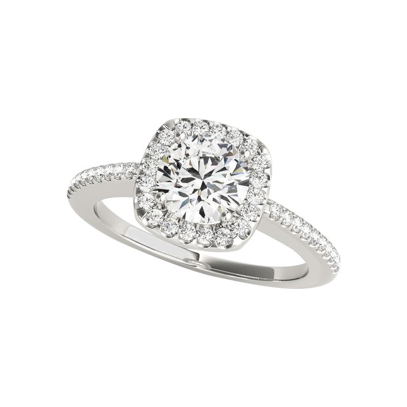 GIA zertifiziert 0,74 Karat Runde Quadrat Halo Pave 18K Weißgold Diamantring