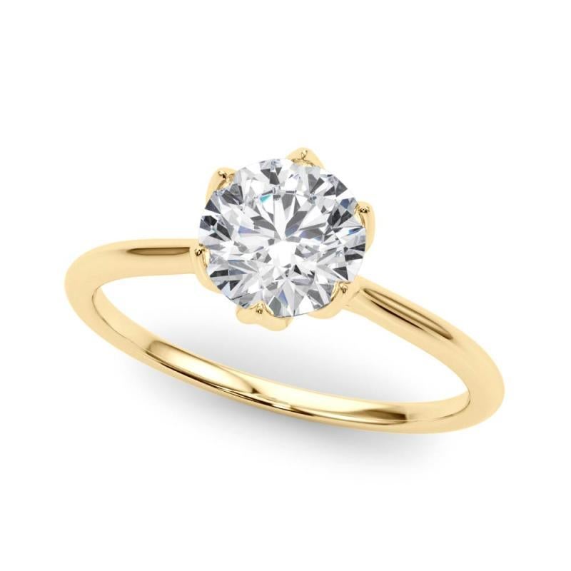 Taille ronde GIA Certified 0.74 Carat Round Vintage Prong Set Tulip Diamond Ring en vente