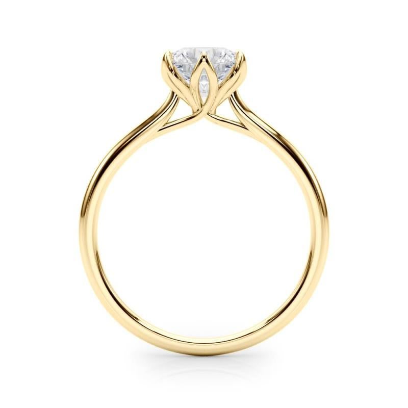 GIA Certified 0.74 Carat Round Vintage Prong Set Tulip Diamond Ring Neuf - En vente à New York, NY