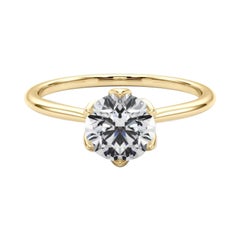 GIA Certified 0.74 Carat Round Vintage Prong Set Tulip Diamond Ring