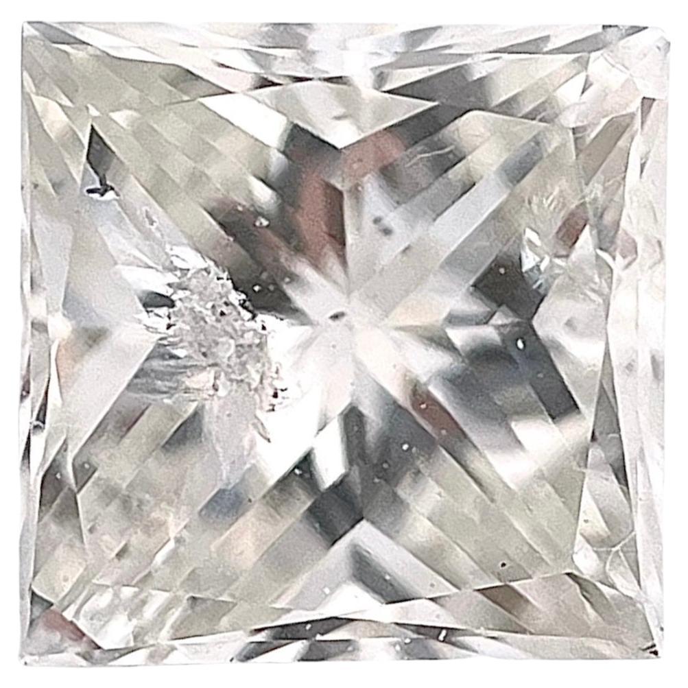 GIA Certified 0.74 Carat Square Brilliant K Color I2 Clarity Natural Diamond For Sale