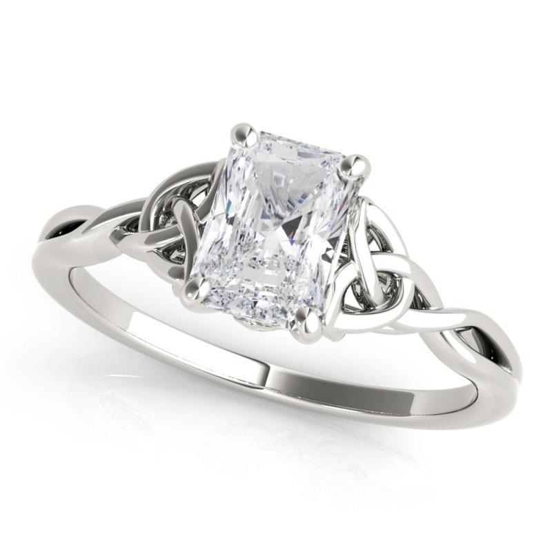 Taille radiant Bague diamant certifié GIA 0.75 carat Celtic Knot Radiant Solitaire Platinum en vente
