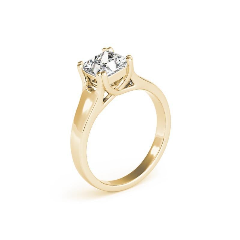 Donna Anello con diamante Princess a doppia corona intrecciata certificato GIA da 0,75 carati in vendita