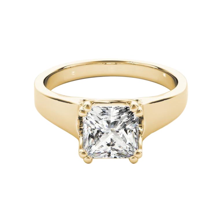 Anello con diamante Princess a doppia corona intrecciata certificato GIA da 0,75 carati