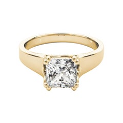 Anello con diamante Princess a doppia corona intrecciata certificato GIA da 0,75 carati