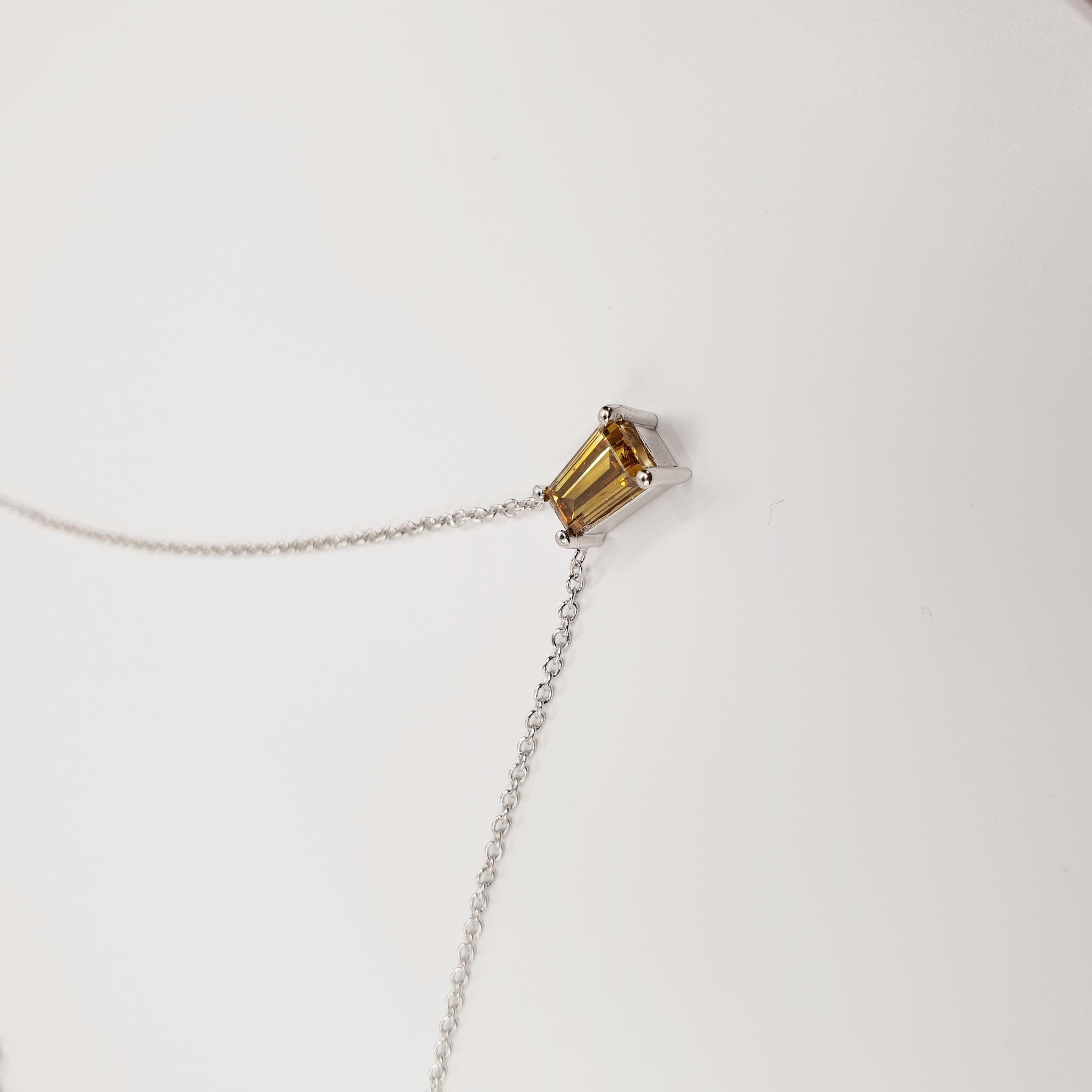 Collier en or blanc 750 avec diamants de couleur miel/I1 de 0,75 carat certifiés par le GIA en vente 6