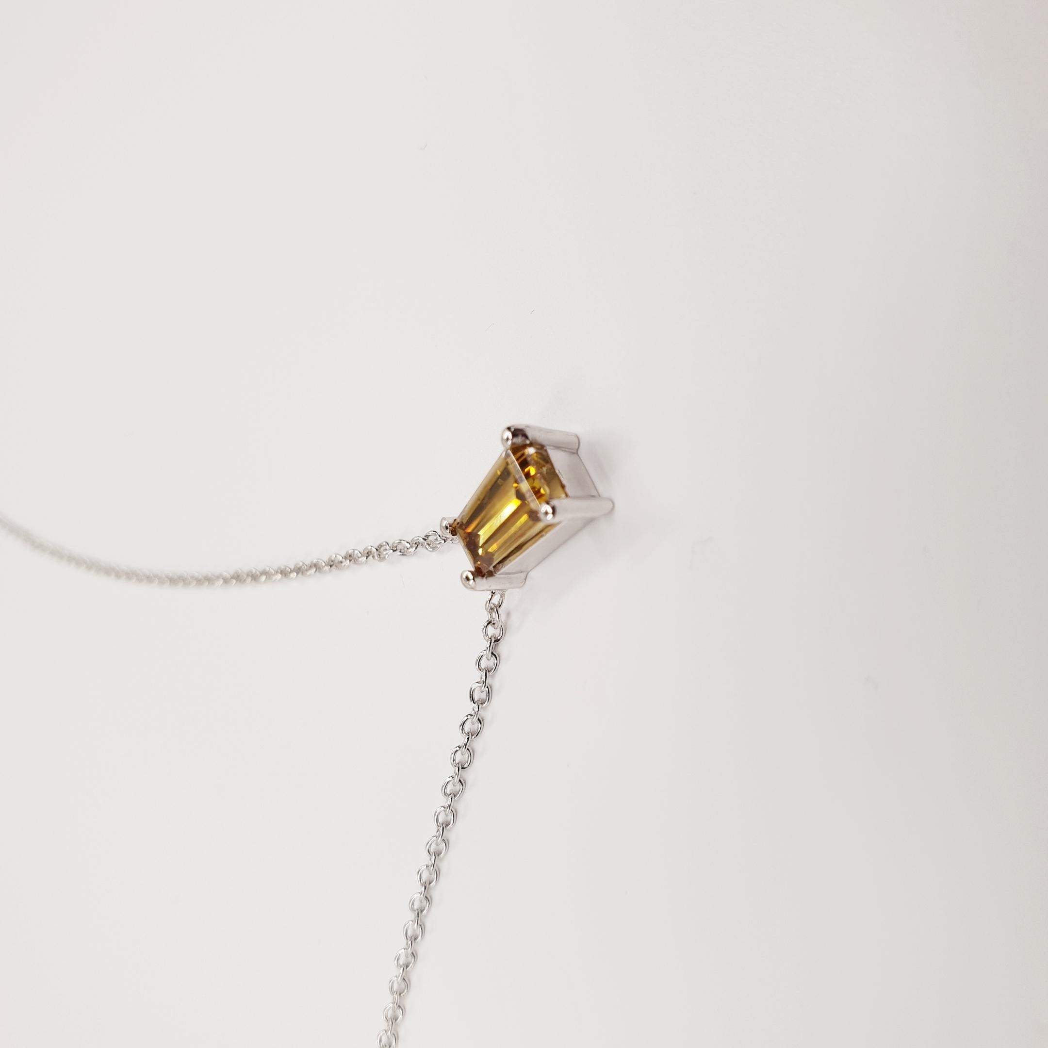 Collier en or blanc 750 avec diamants de couleur miel/I1 de 0,75 carat certifiés par le GIA en vente 7