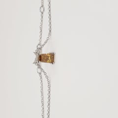 Collana con diamanti Fancy Color Honey/I1 certificata GIA da 0,75 carati in oro bianco 750