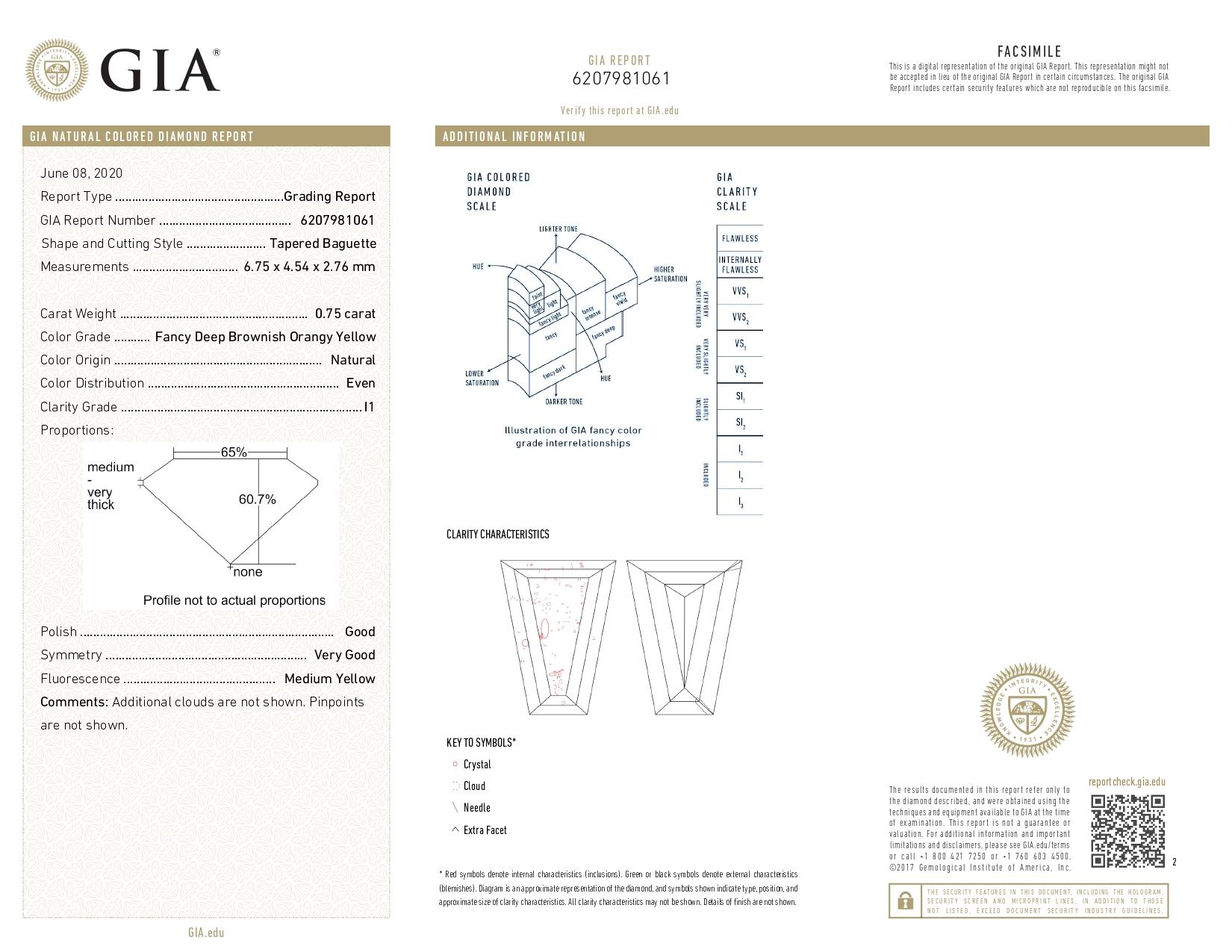 Collier en or blanc 750 avec diamants de couleur miel/I1 de 0,75 carat certifiés par le GIA en vente 8