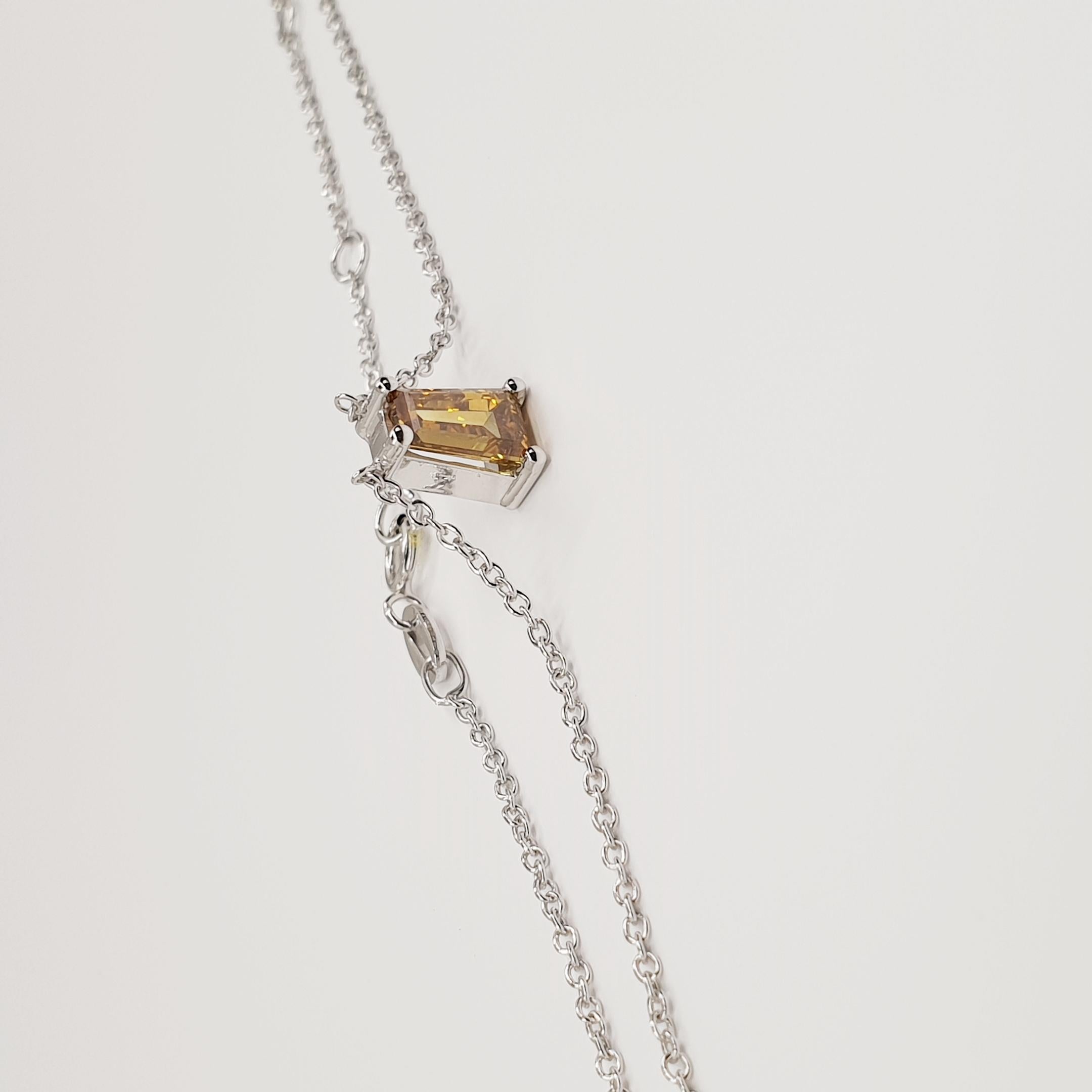 GIA-zertifizierte 0,75 Karat Ausgefallene Farbe Honig/I1 Diamant-Halskette 750 Weißgold im Zustand „Neu“ im Angebot in Darmstadt, DE