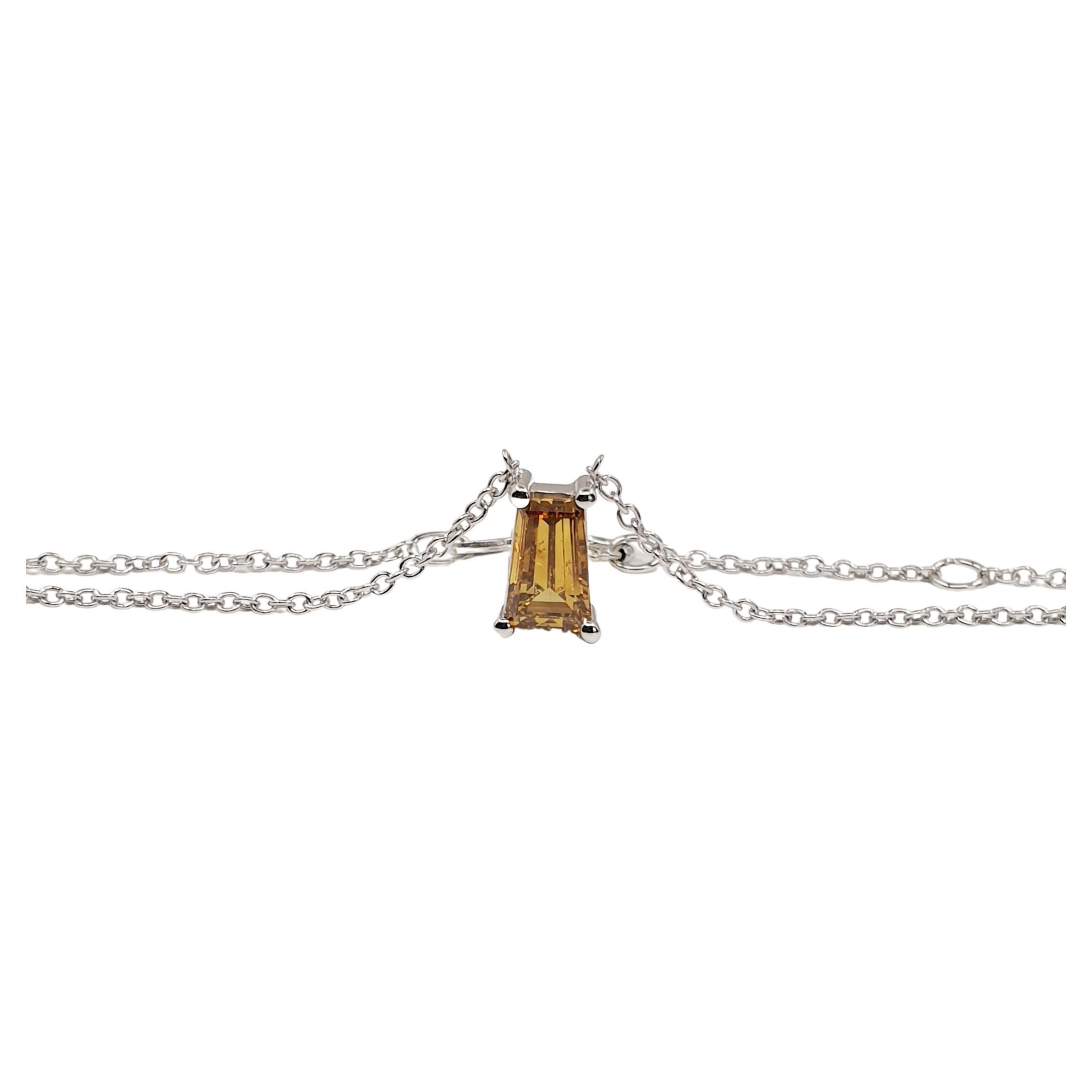 GIA-zertifizierte 0,75 Karat Ausgefallene Farbe Honig/I1 Diamant-Halskette 750 Weißgold im Angebot