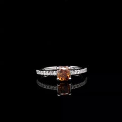 GIA-zertifizierter Diamantring mit 0,75 Karat, Farbe „Fancy Deep Yellowish Orange“, Reinheit SI2