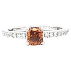 GIA-zertifizierter Diamantring mit 0,75 Karat, Farbe „Fancy Deep Yellowish Orange“, Reinheit SI2