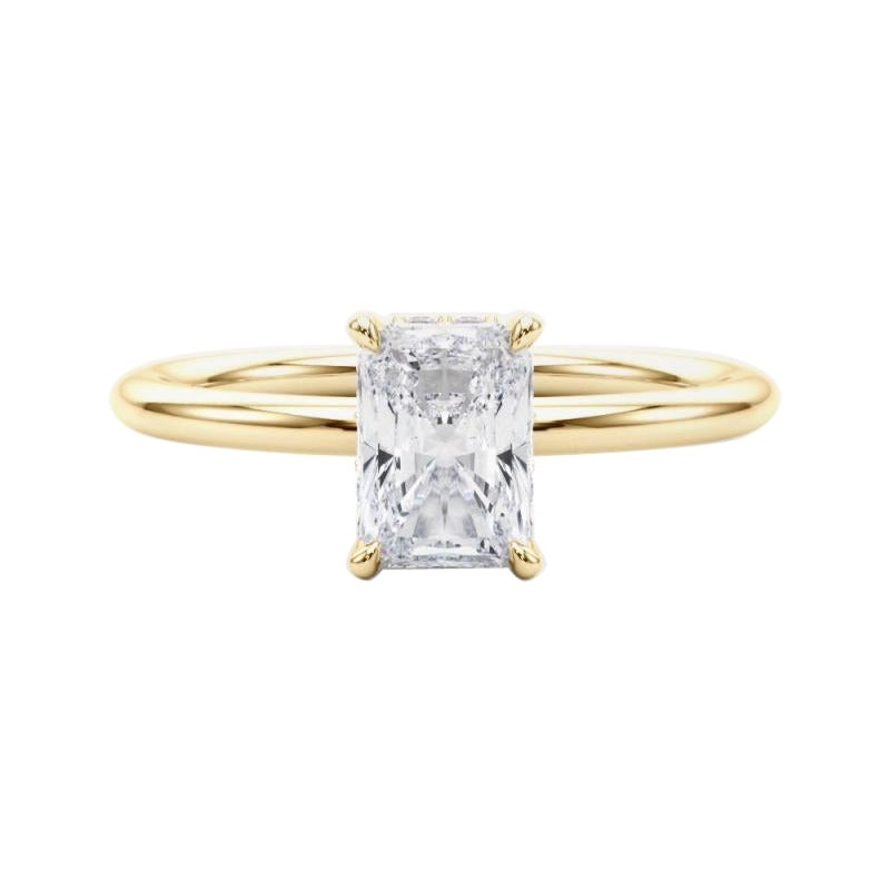 Bague en or jaune 18 carats certifiée GIA 0.75 carat Halo caché rayonnant