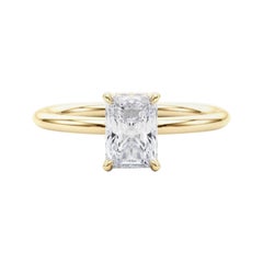 Bague en or jaune 18 carats certifiée GIA 0.75 carat Halo caché rayonnant
