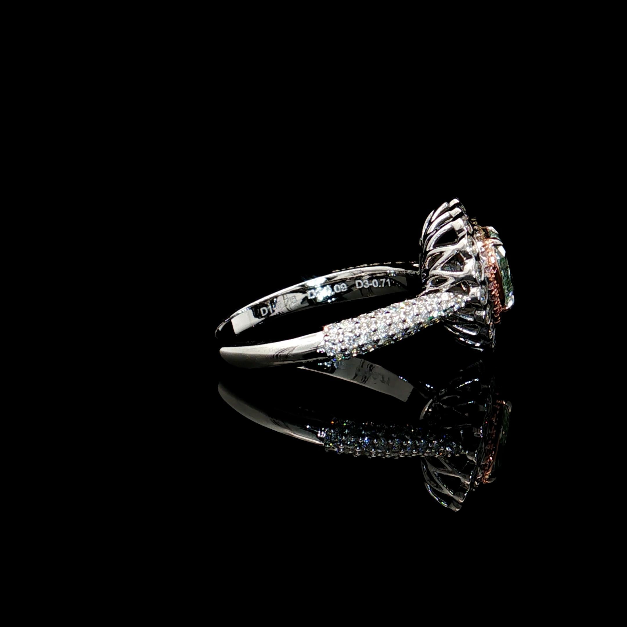 Cuore Anello con diamante SI2 Greene & Greene chiaro certificato GIA da 0,75 carati in vendita