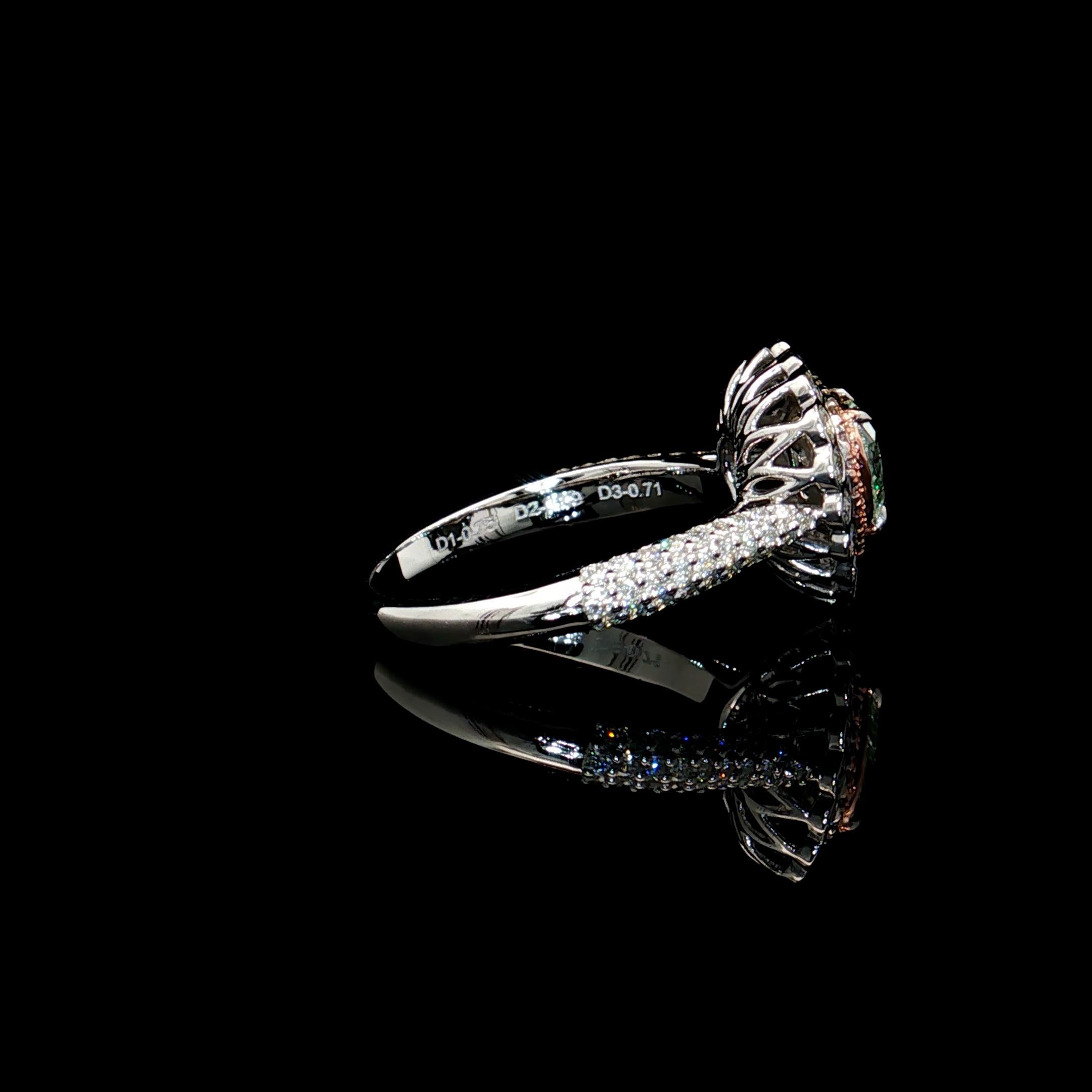 Anello con diamante SI2 Greene & Greene chiaro certificato GIA da 0,75 carati in vendita 2