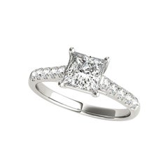 GIA Certified 0.75 Carat Princess Cathedral Trellis White Gold Ring