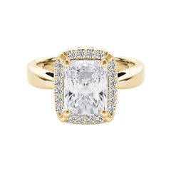 Bague en or jaune 18 carats certifiée GIA 0,75 carat Radiant Halo Antique Diamond