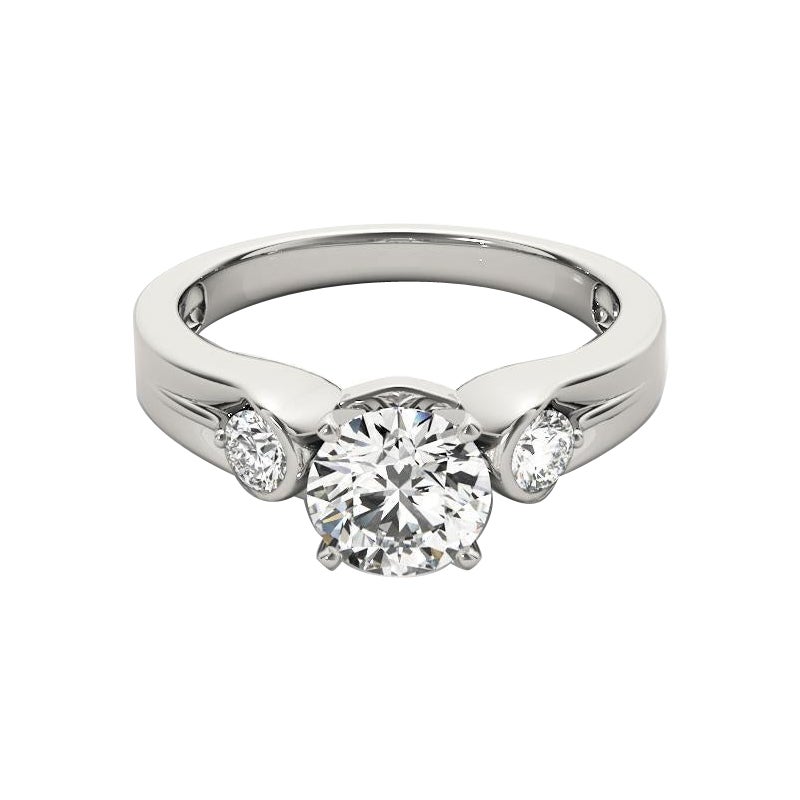GIA Certified 0.75 Carat Round Bezel Three-Stone Diamond Ring