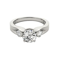GIA Certified 0.75 Carat Round Bezel Three-Stone Diamond Ring