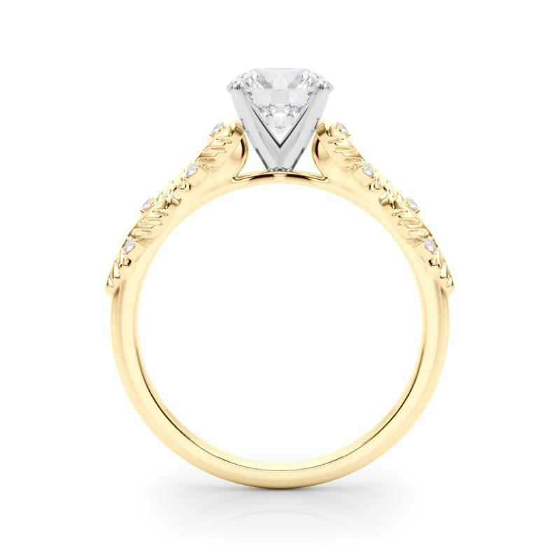Anello con diamanti in oro giallo 18 carati certificato GIA da 0,75 carati con foglie rotonde in giardino In condizioni Nuovo in vendita a New York, NY