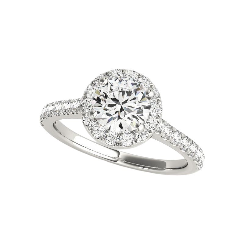 GIA Certified 0.75 Carat Round Halo Side Stone Cathedral Platinum Diamond Ring