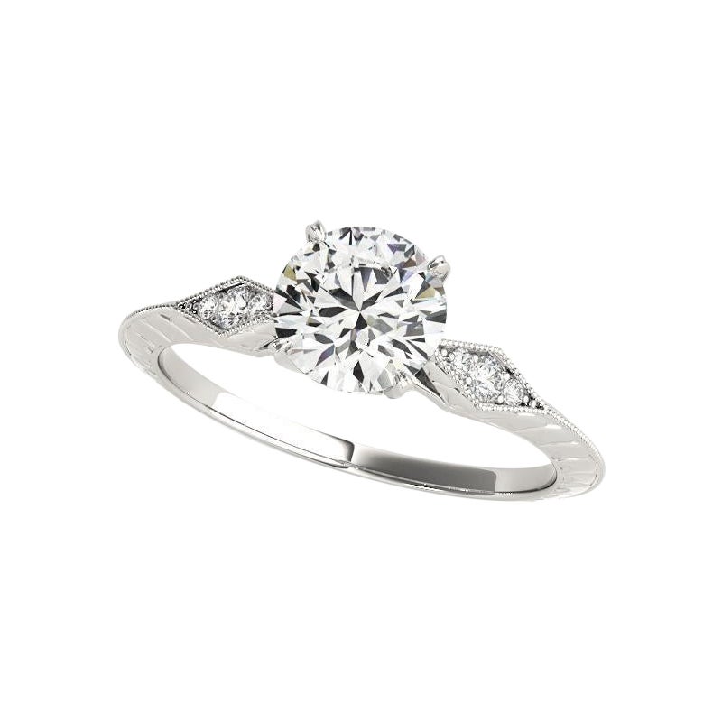 GIA Certified 0.75 Carat Round Solitaire Knife-Edge Diamond Ring in platino