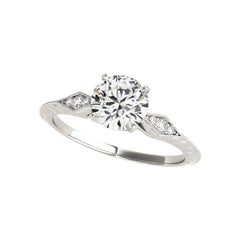 GIA Certified 0.75 Carat Round Solitaire Knife-Edge Diamond Ring in platino