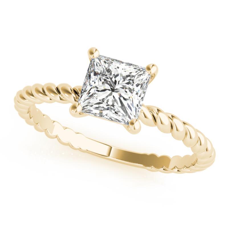 GIA Certified 0,75 Karat Twisted Band Prinzessin Solitär Diamantring (Carréschliff) im Angebot