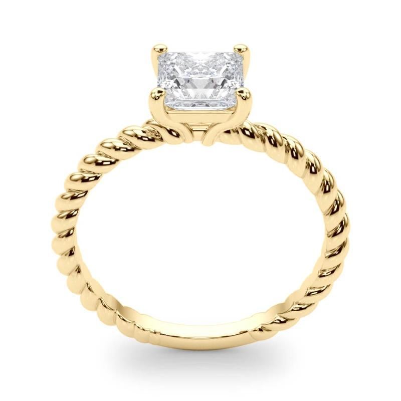 GIA Certified 0,75 Karat Twisted Band Prinzessin Solitär Diamantring Damen im Angebot