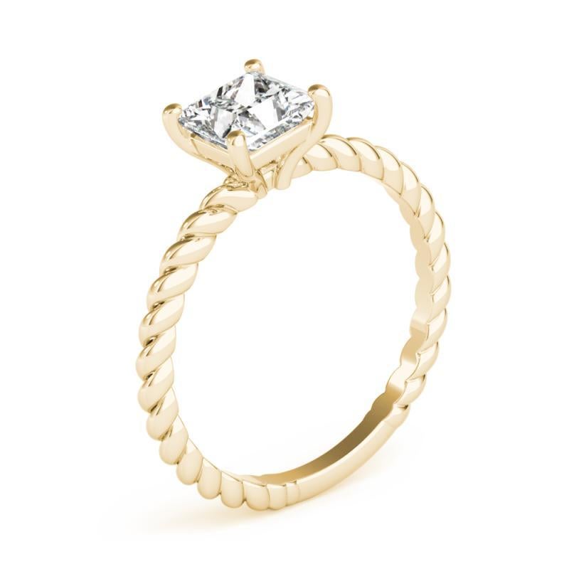 GIA Certified 0,75 Karat Twisted Band Prinzessin Solitär Diamantring im Angebot 1