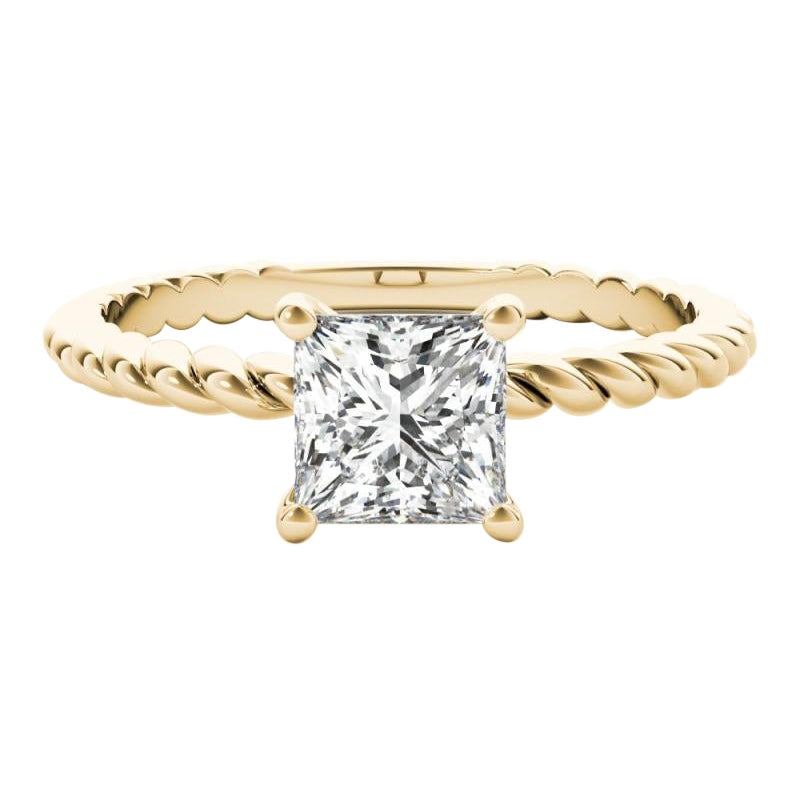 GIA Certified 0.75 Carat Twisted Band Princess Solitaire Diamond Ring