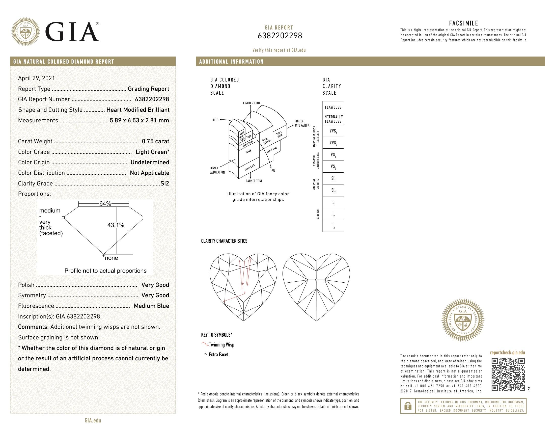 Diamante certificato GIA da 0,75 Greene & Greene chiaro con purezza SI2 in vendita 1
