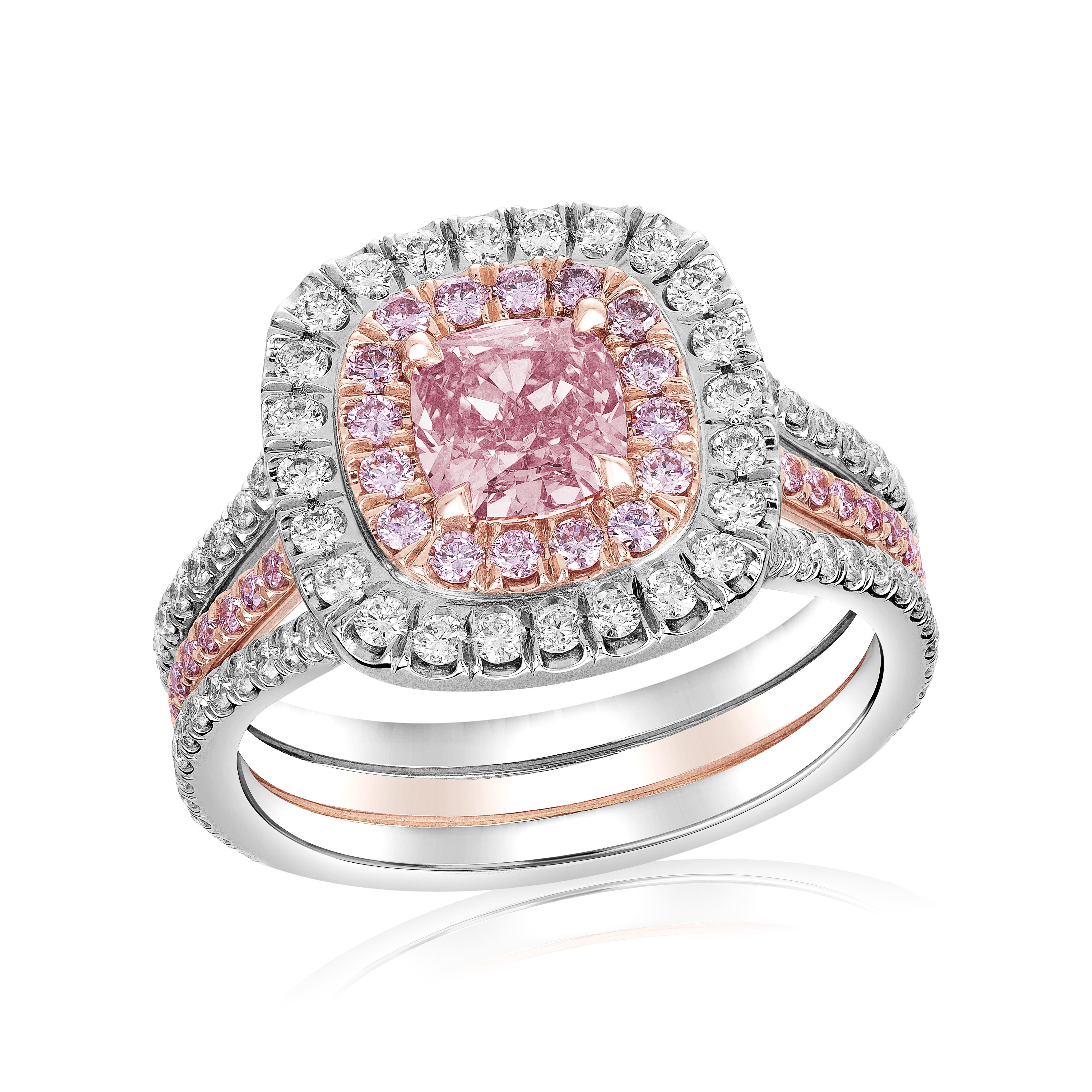 Indulge in the extraordinary beauty of our handmade platinum ring, featuring a magnificent 0.75-carat fancy pink cushion diamond with SI1 clarity. Certified by GIA with the reference number 1176671785, this precious gem exudes elegance and charm.