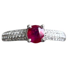 Anillo de oro de 18 quilates con rubí no calentado de Birmania y diamante natural, certificado por el GIA, de 0,75 quilates