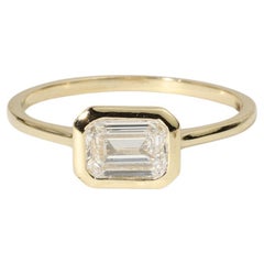 GIA-zertifizierter Solitär-Diamantring mit 0,75 Karat Smaragdschliff aus 18 Karat Gelbgold
