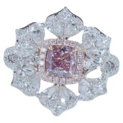 GIA Certified 0.75ct fancy intense purplish pink natural color diamond ring