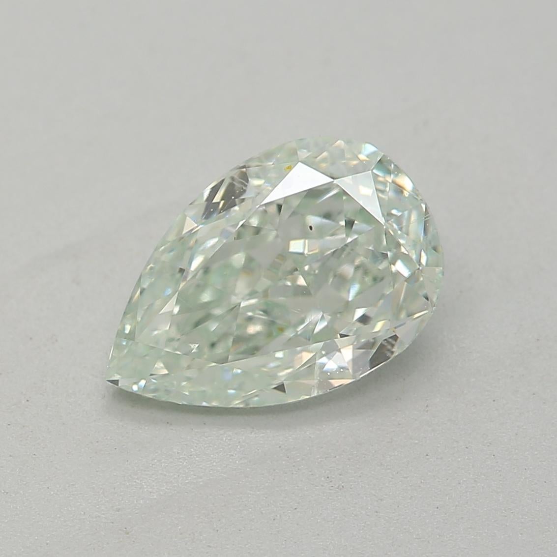 Certificate: GIA 
Report Number: 2377971881
Shape And Cut: Pear
Carat Weight: 0.76 carat
Measurements: 7.6 x 5.1 x 2.8mm
Color Grade: Fancy Light Green

FEATURES OF THE DIAMOND:

This fancy light green diamond is a rare and beautiful diamond with a