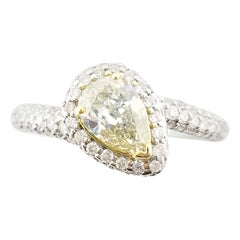 GIA Certified 0.76 Carat Fancy green, Yellow Pear Shape Ring in 18K White Gold