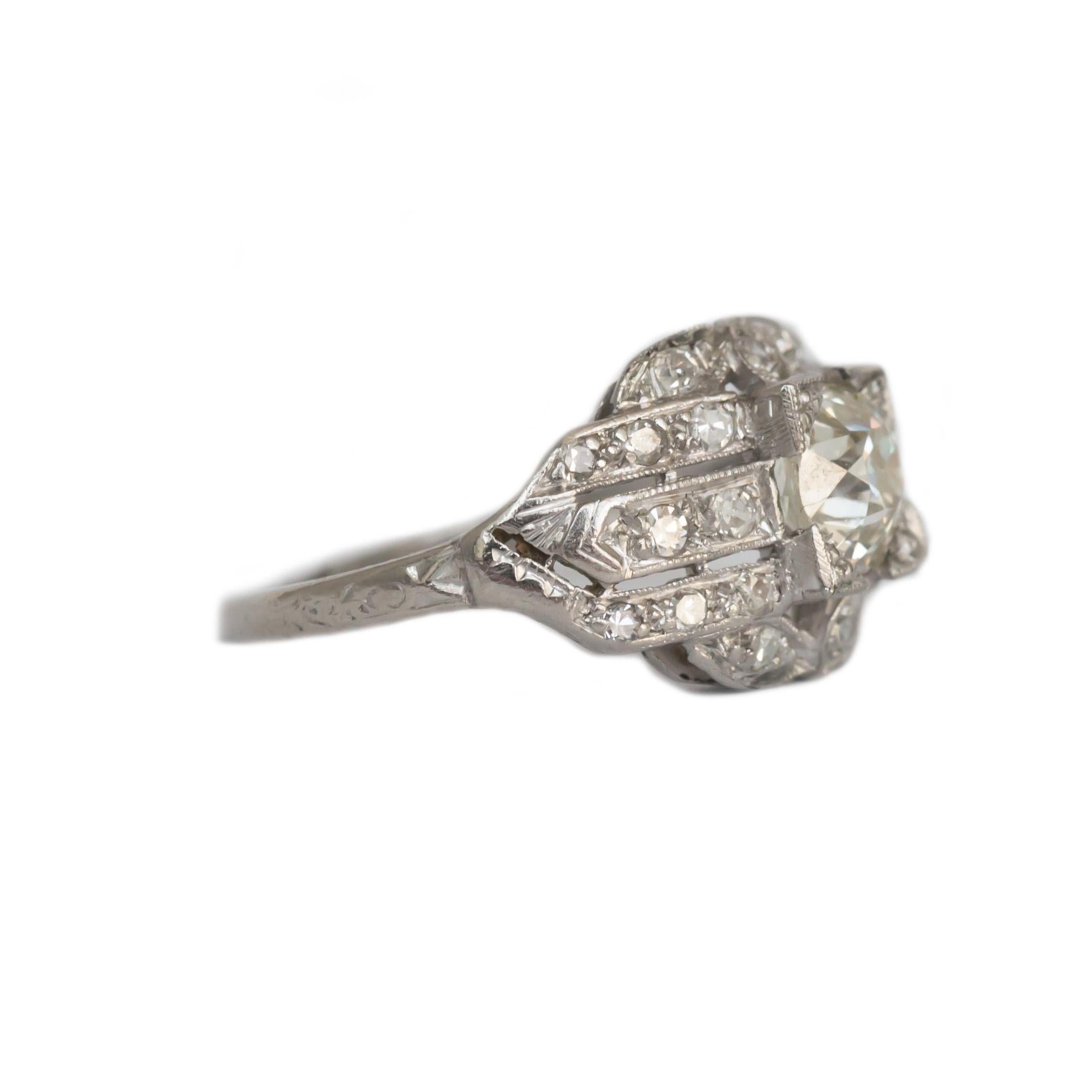 Art Deco GIA Certified 0.77 Carat Diamond Platinum Engagement Ring For Sale