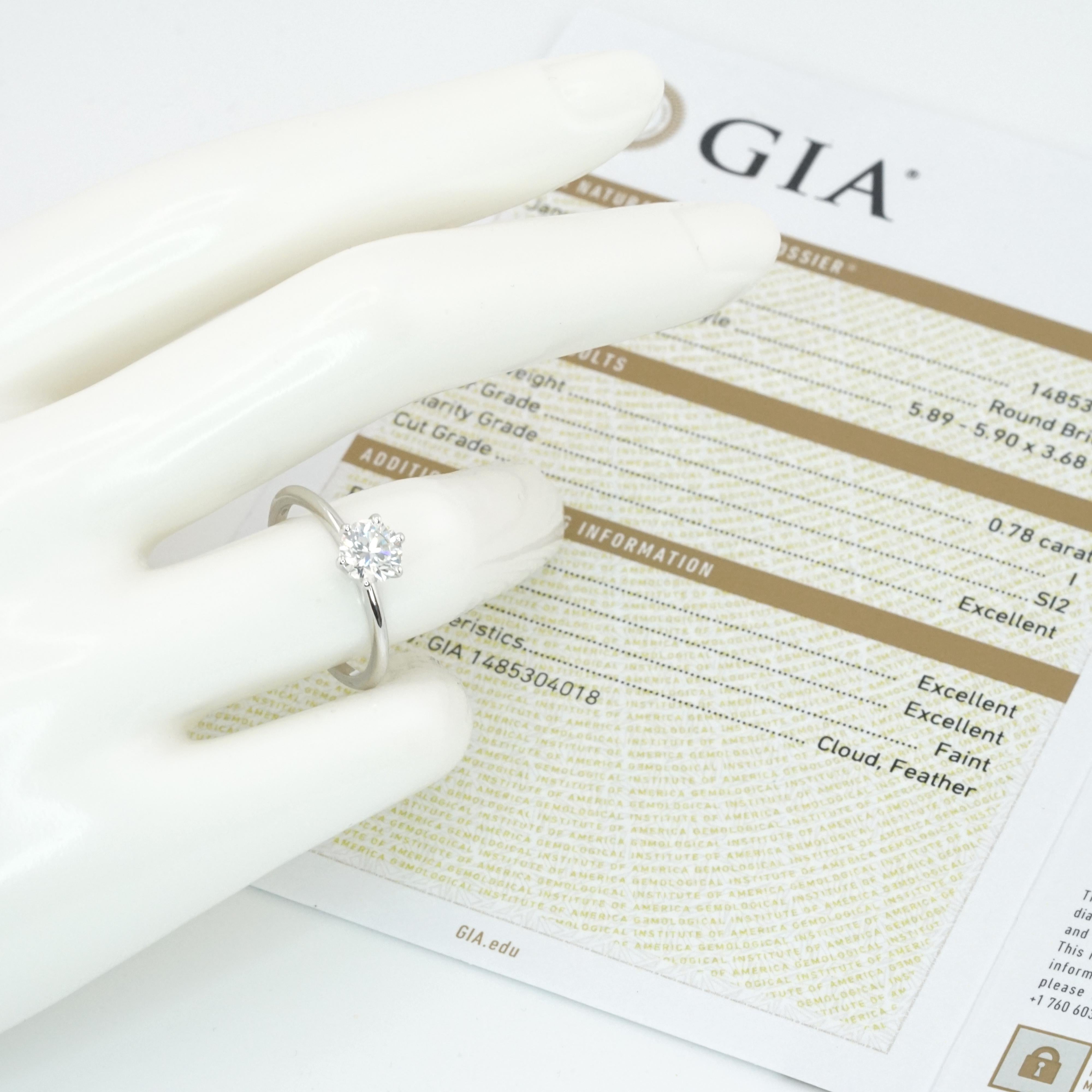 Bague solitaire en or blanc 18 carats avec diamants taille ronde de 0,78 carat certifiés GIA en vente 3