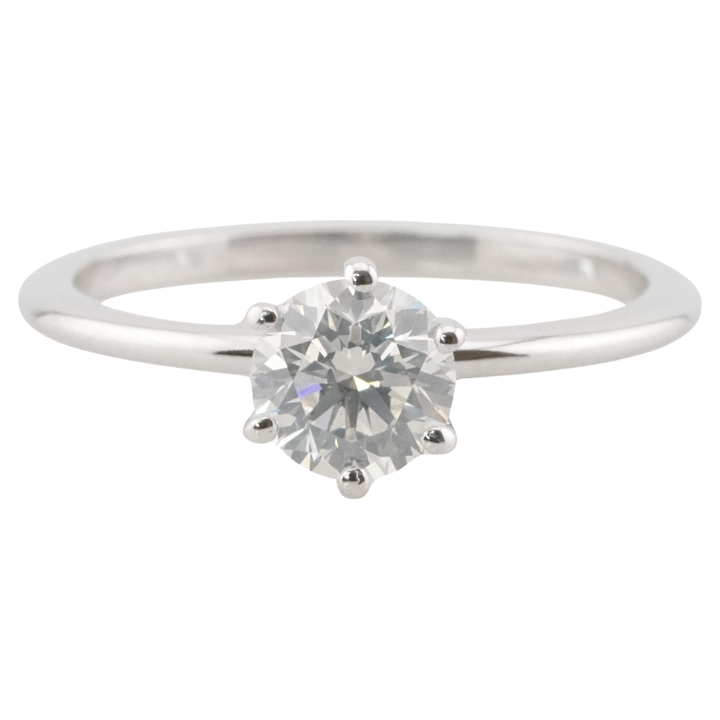 GIA Certified 0.78 Carat Round Cut Diamond 18K White Gold Solitaire Ring