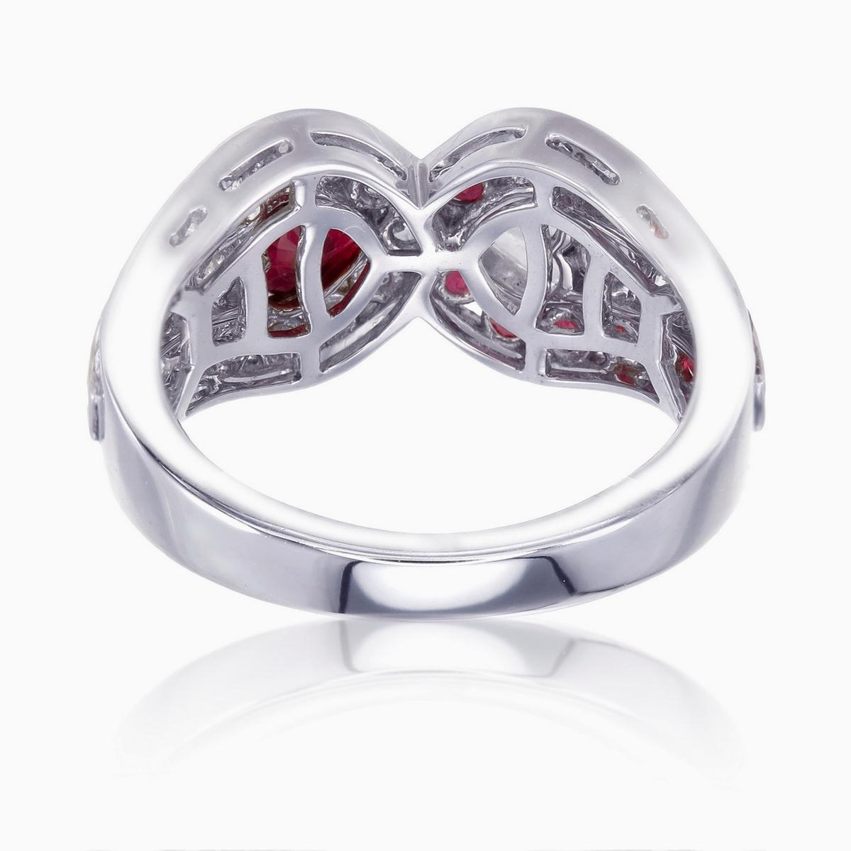 Heart Cut GIA Certified 0.78 Carat Ruby Burmese No Heat Pigeon Blood and Diamond Ring For Sale