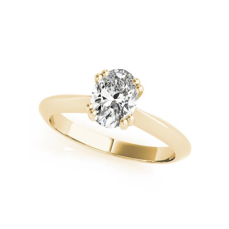 Bague diamant tulipe cathédrale solitaire ovale de 0.79 carats certifiée GIA Neuf - En vente à New York, NY