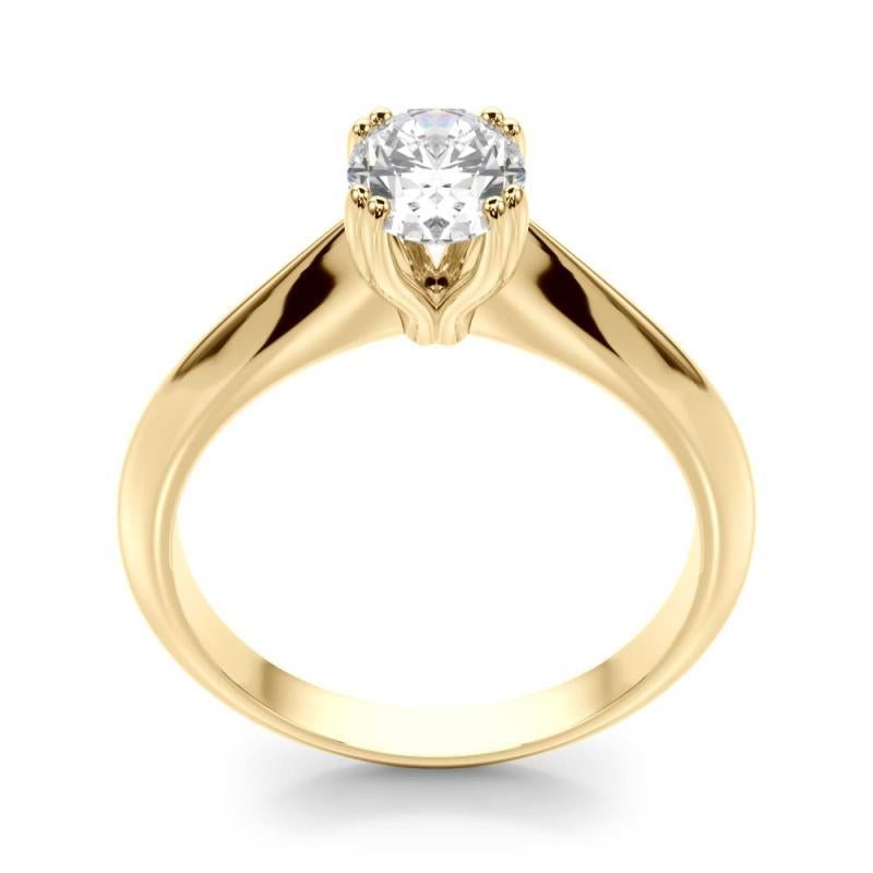 Bague diamant tulipe cathédrale solitaire ovale de 0.79 carats certifiée GIA en vente 1
