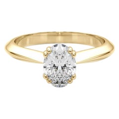 GIA Certified 0.79 Carat Oval Solitaire Tulip Cathedral Diamond Ring