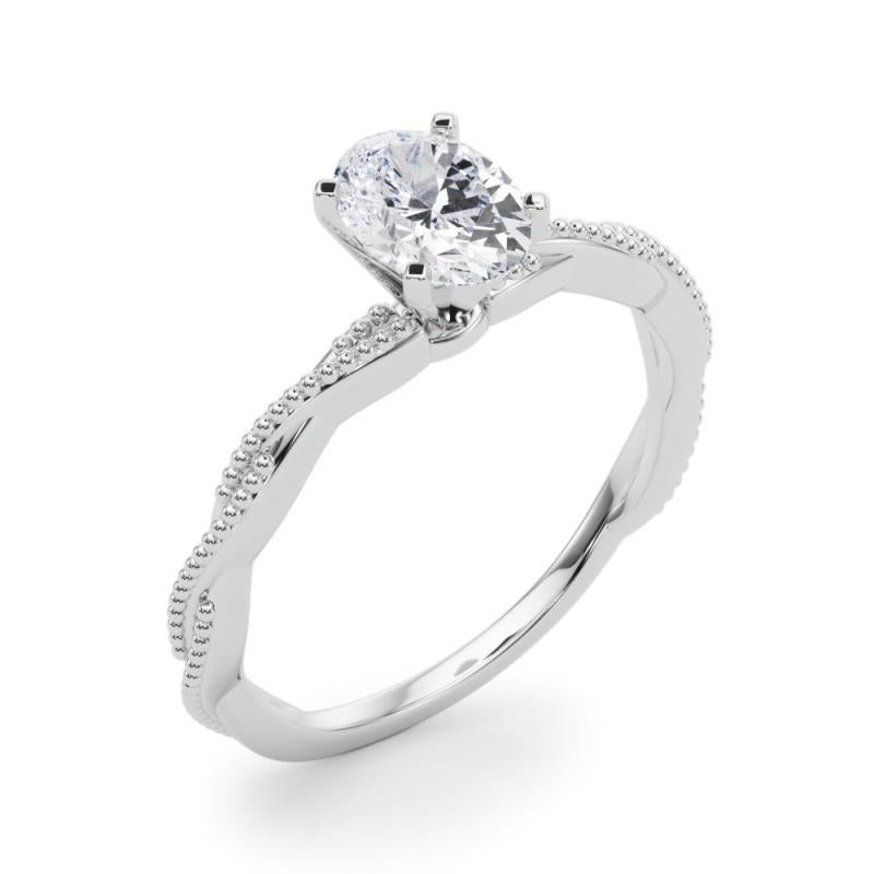 Bague à diamant certifiée GIA de 0,79 carat, ovale, à anneau tressé et torsadé Pour femmes en vente