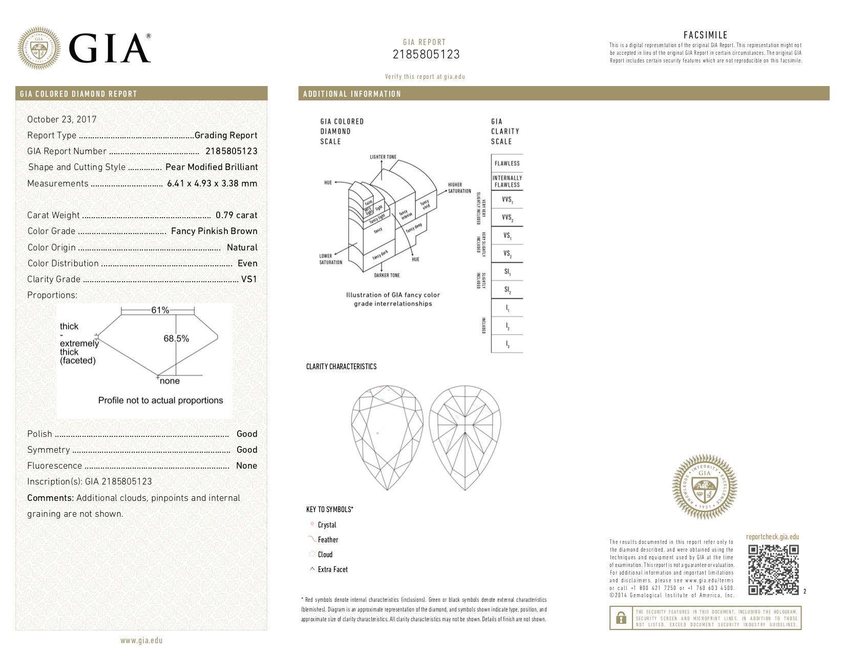 Women's GIA Certified 0.79 Carat Pink Diamond Ring For Sale