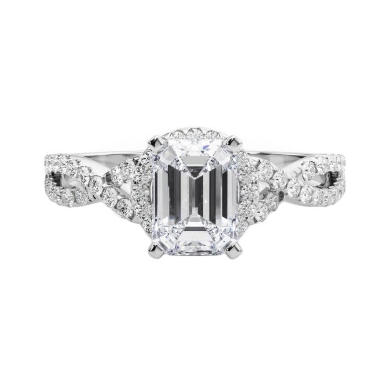 GIA Certified 0.79 Carat Solitaire Emerald Halo Infinity Platinum Diamond Ring